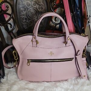 orYANY Pink Leather Satchel with Gold Hardware